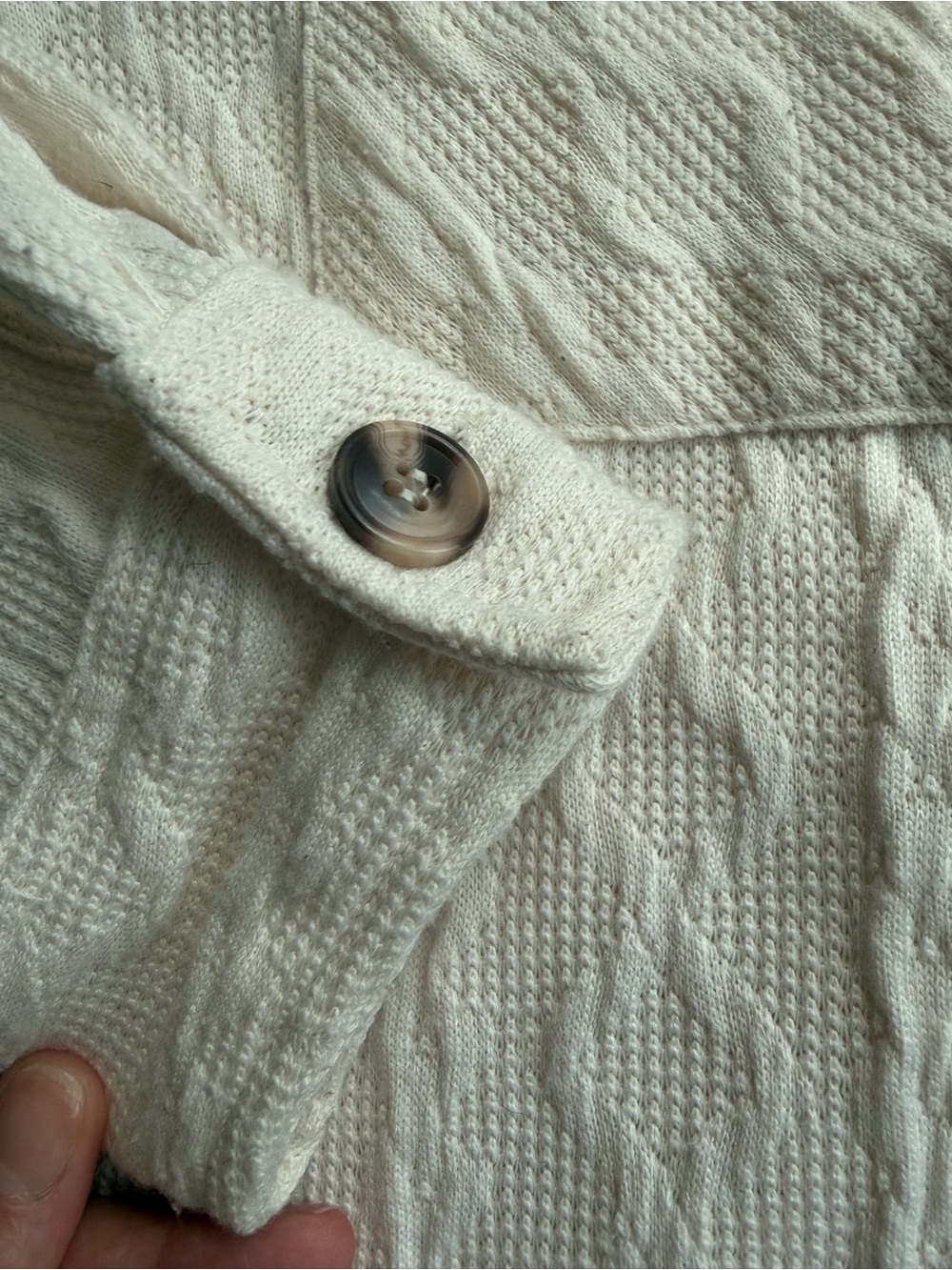 Cream Cable Knit Button-Front Shacket - Picture 3 of 4